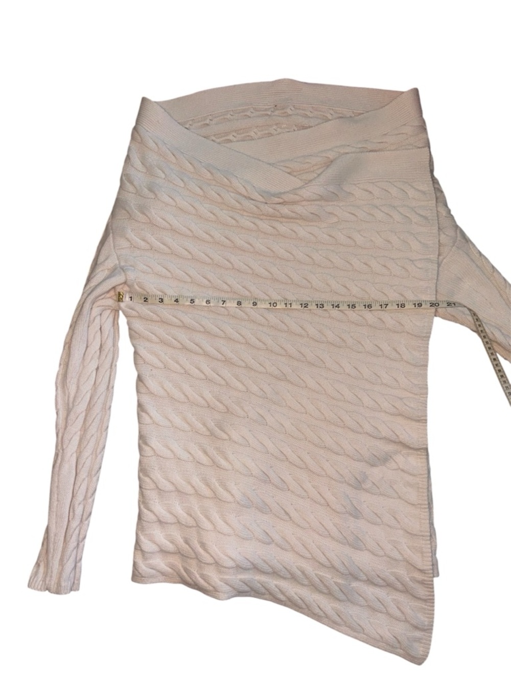 Cable Knit Cotton Blend Shawl Cardigan Sweater Asymmetrical One Size Med to 2x - Picture 11 of 16